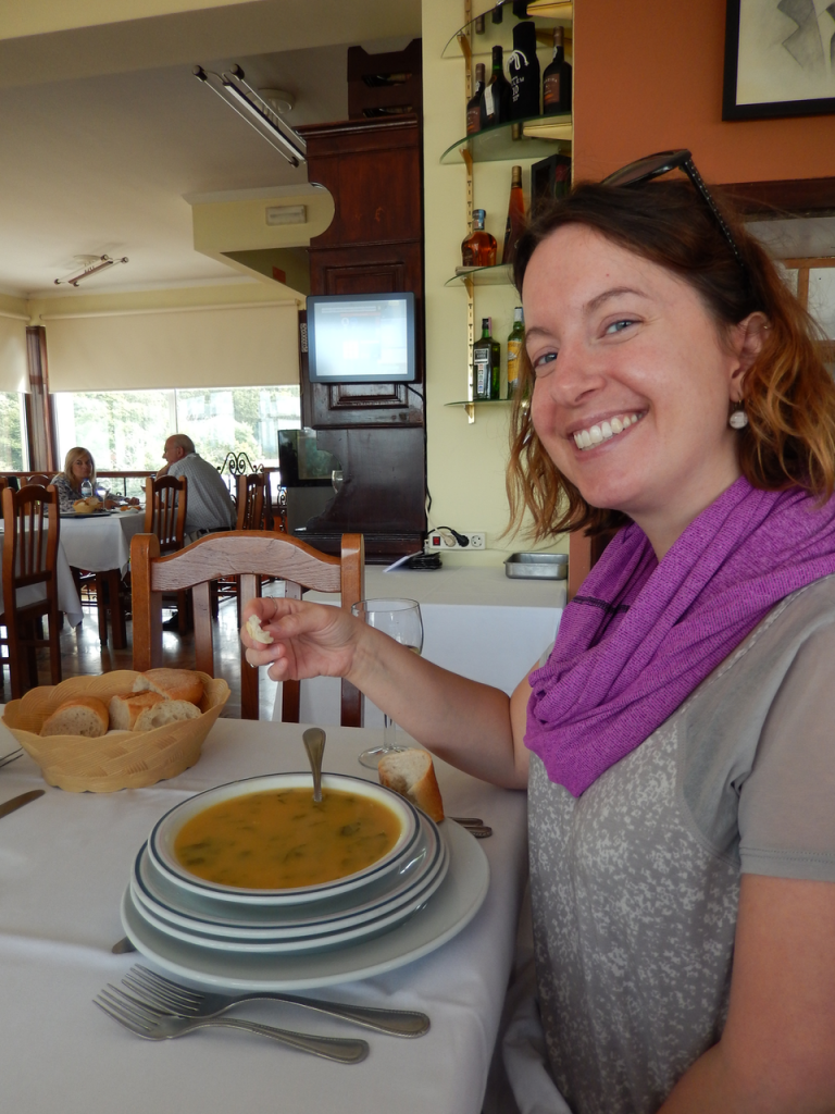 Dreamer enjoys some Portuguese soup