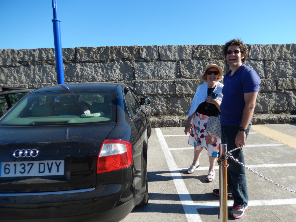 Holding back the chain so we could get out of the car, like a boss