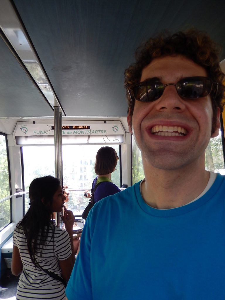 Funicular de Montmartre - my first on our honeymoon. But can't you tell from my smile?