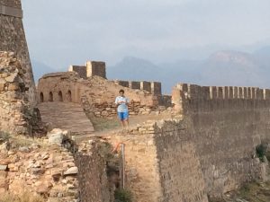 Doer likes to check his phone when he visits ancient castles