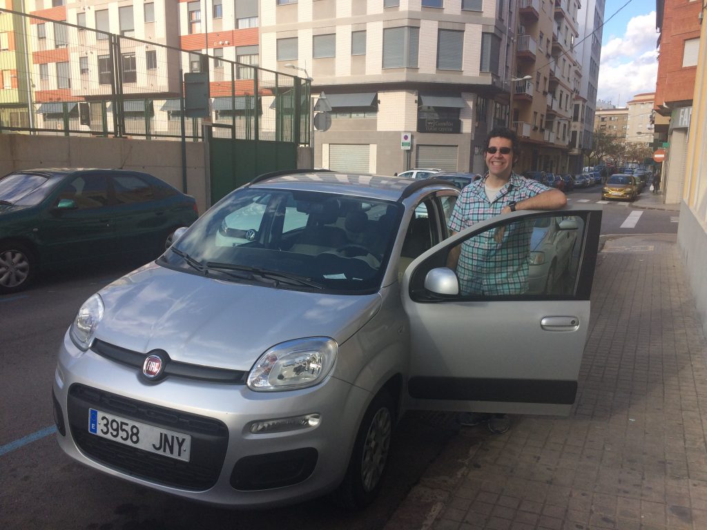 Me and the Fiat Panda after a successful parallel parking job.